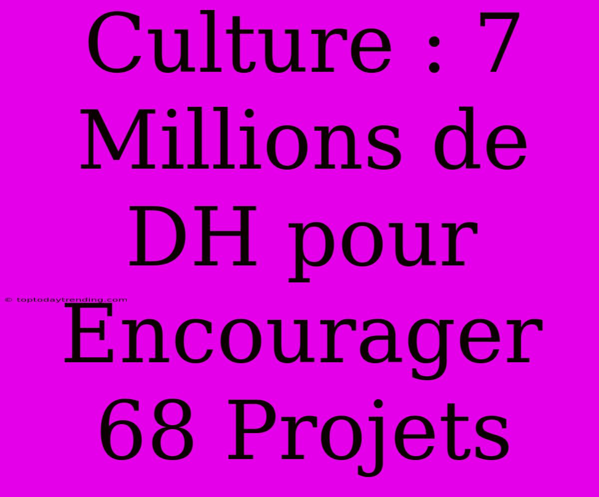 Culture : 7 Millions De DH Pour Encourager 68 Projets