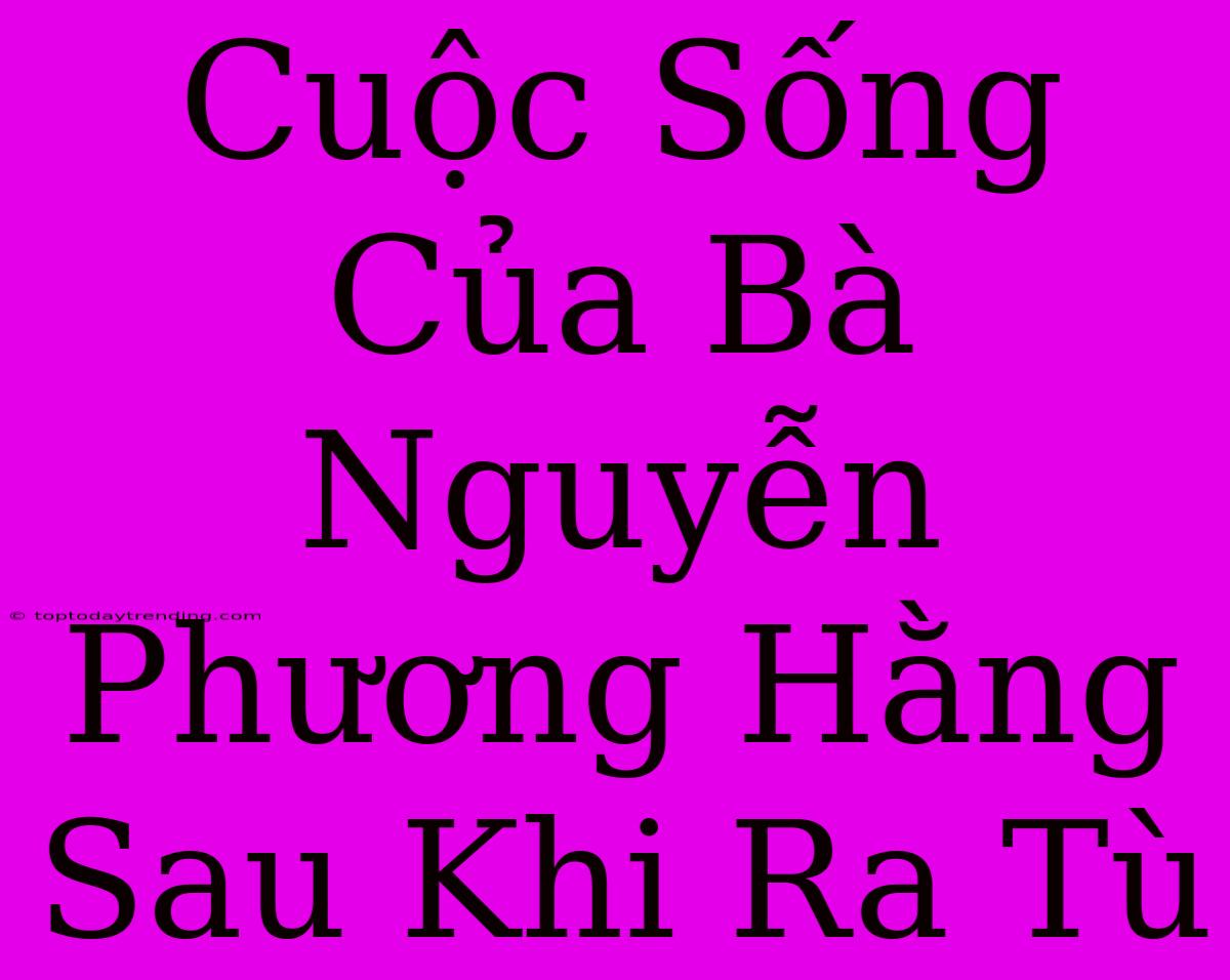 Cuộc Sống Của Bà Nguyễn Phương Hằng Sau Khi Ra Tù