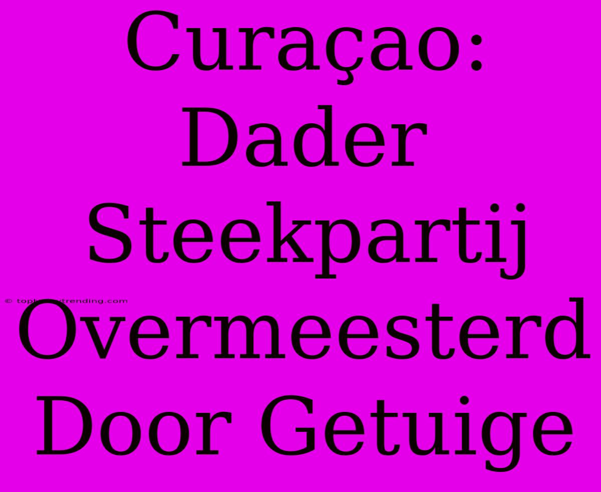 Curaçao: Dader Steekpartij Overmeesterd Door Getuige