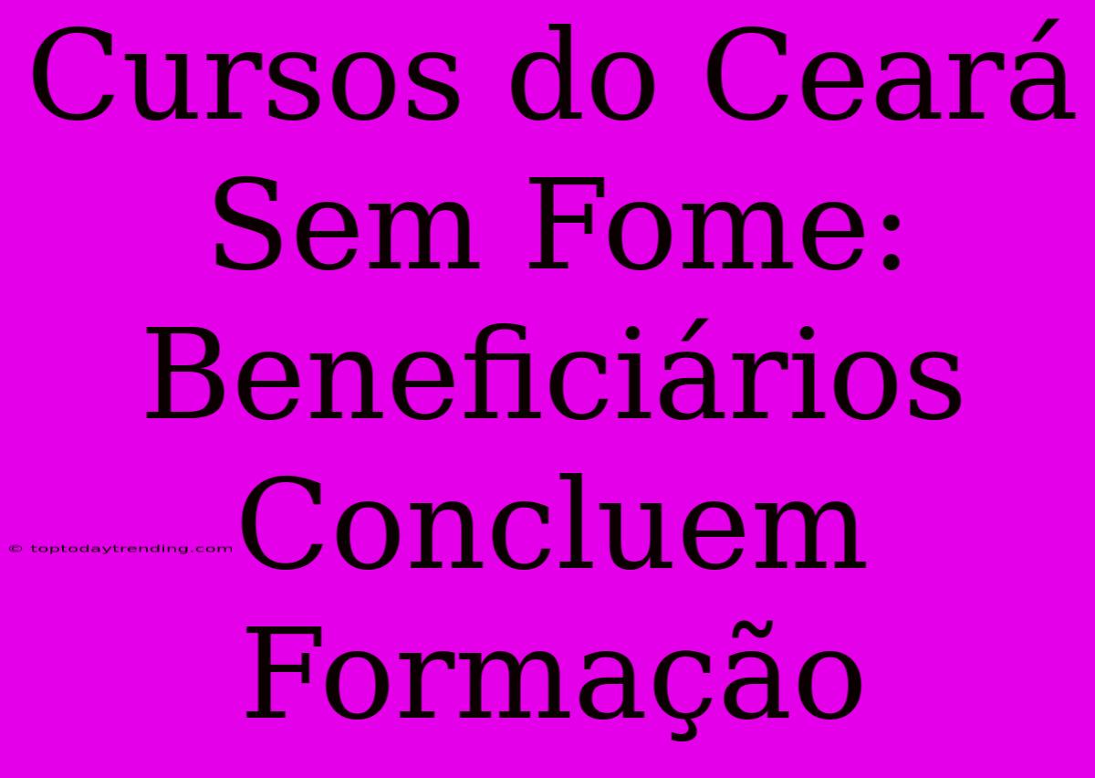 Cursos Do Ceará Sem Fome: Beneficiários Concluem Formação