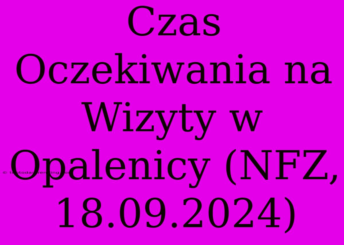 Czas Oczekiwania Na Wizyty W Opalenicy (NFZ, 18.09.2024)