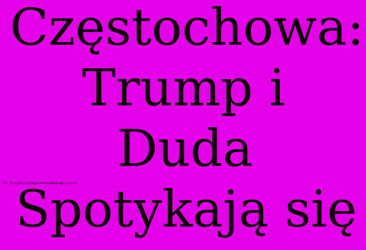 Częstochowa: Trump I Duda Spotykają Się