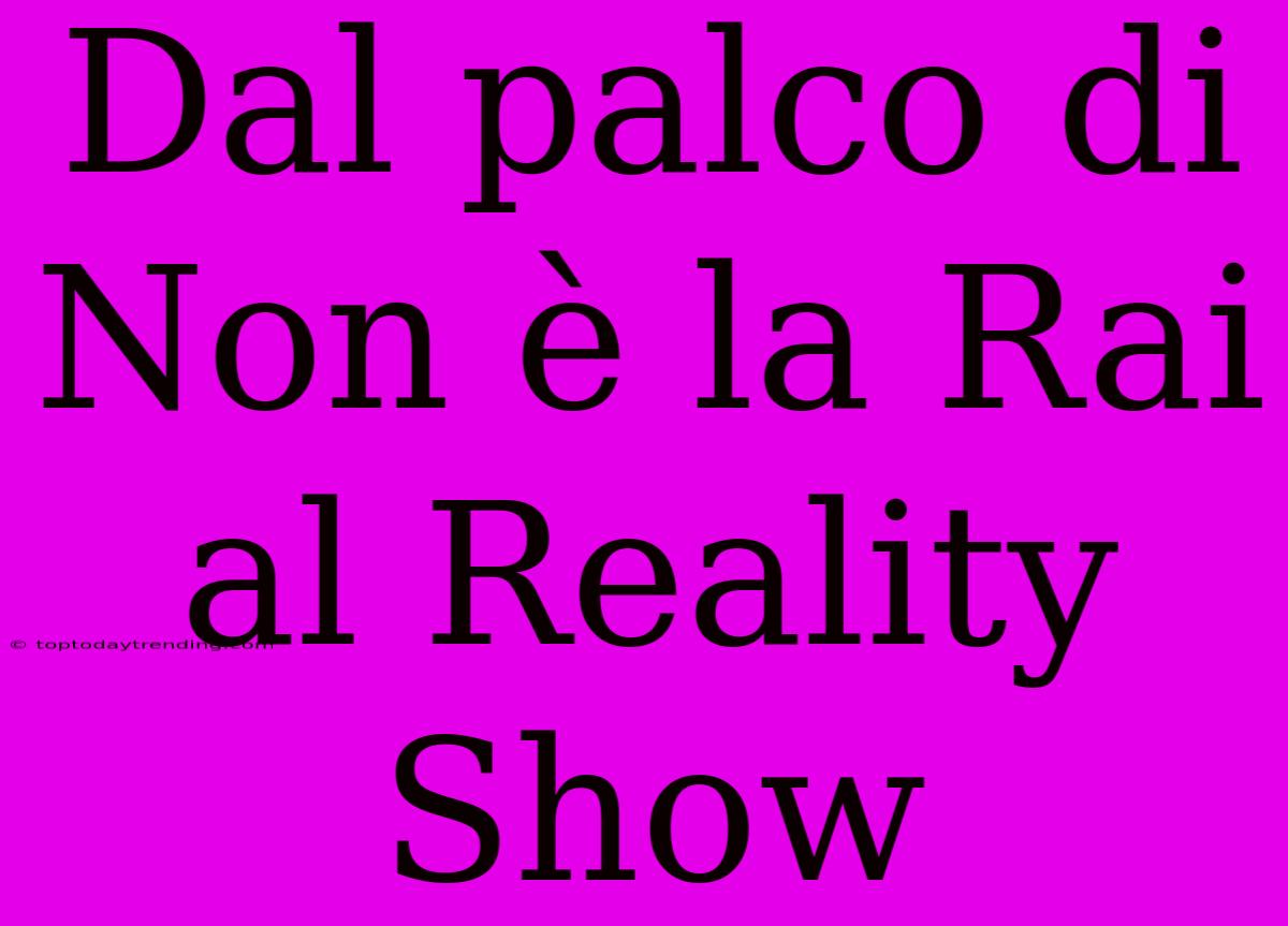 Dal Palco Di Non È La Rai Al Reality Show