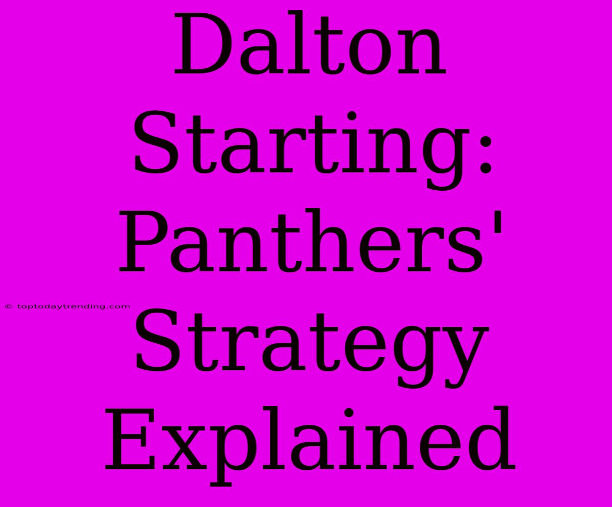 Dalton Starting: Panthers' Strategy Explained