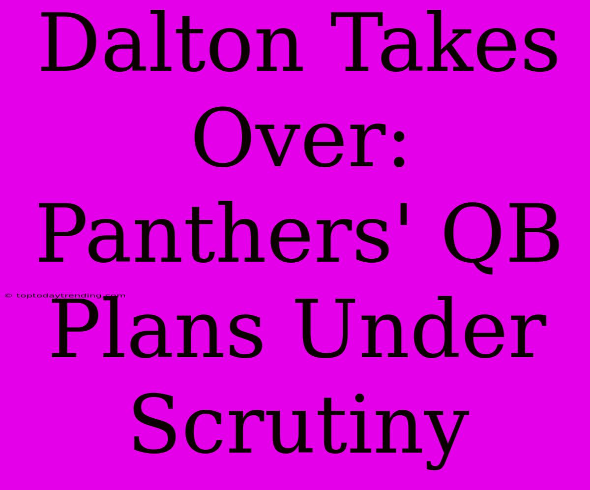 Dalton Takes Over: Panthers' QB Plans Under Scrutiny