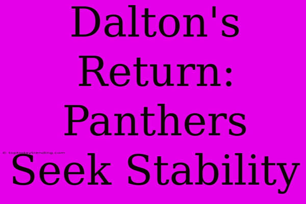 Dalton's Return: Panthers Seek Stability