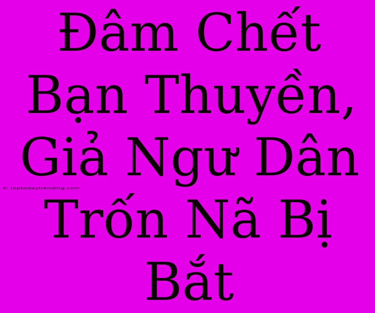 Đâm Chết Bạn Thuyền, Giả Ngư Dân Trốn Nã Bị Bắt