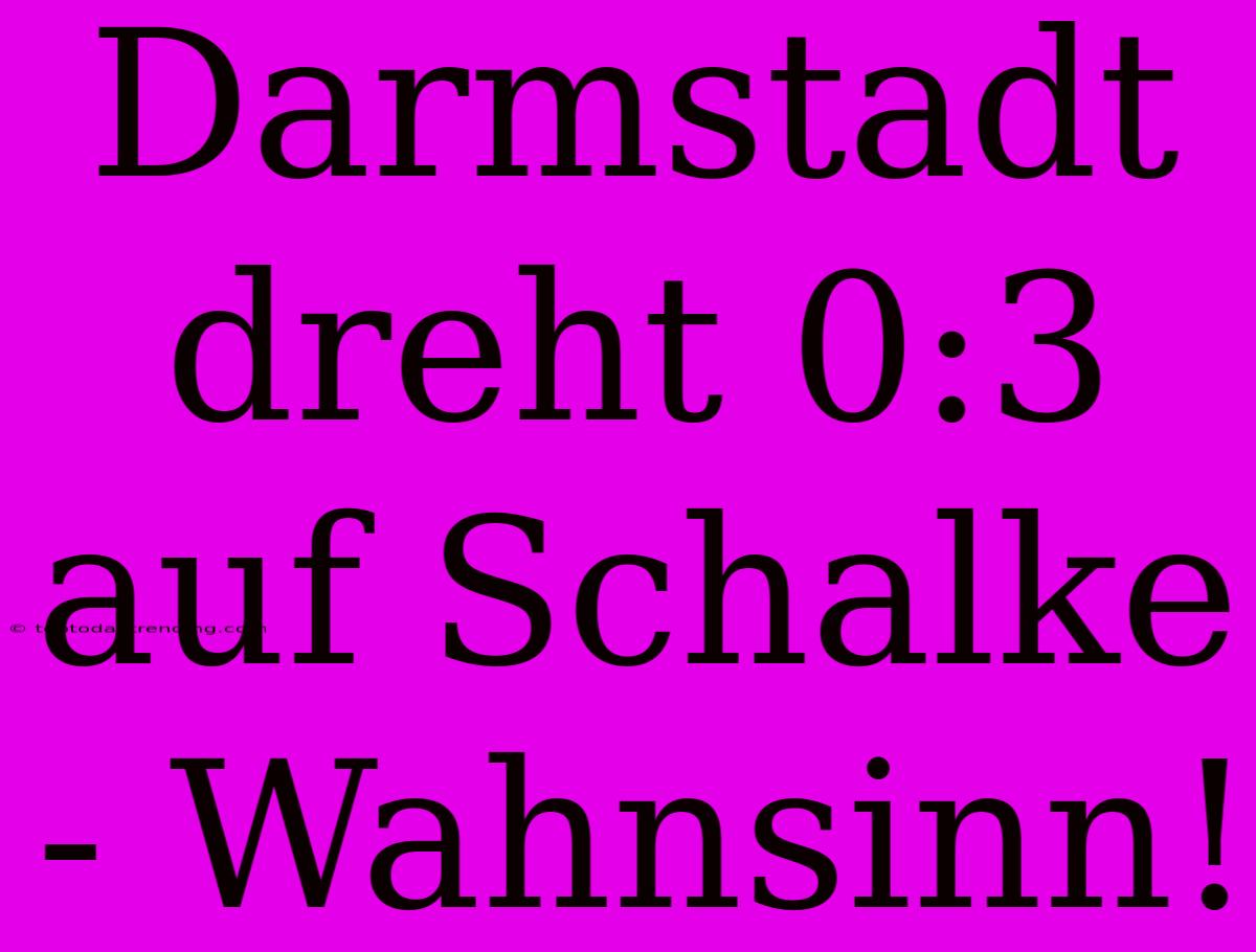 Darmstadt Dreht 0:3 Auf Schalke - Wahnsinn!