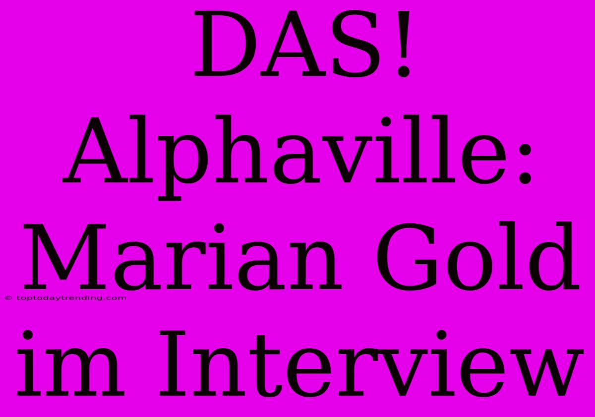 DAS! Alphaville: Marian Gold Im Interview