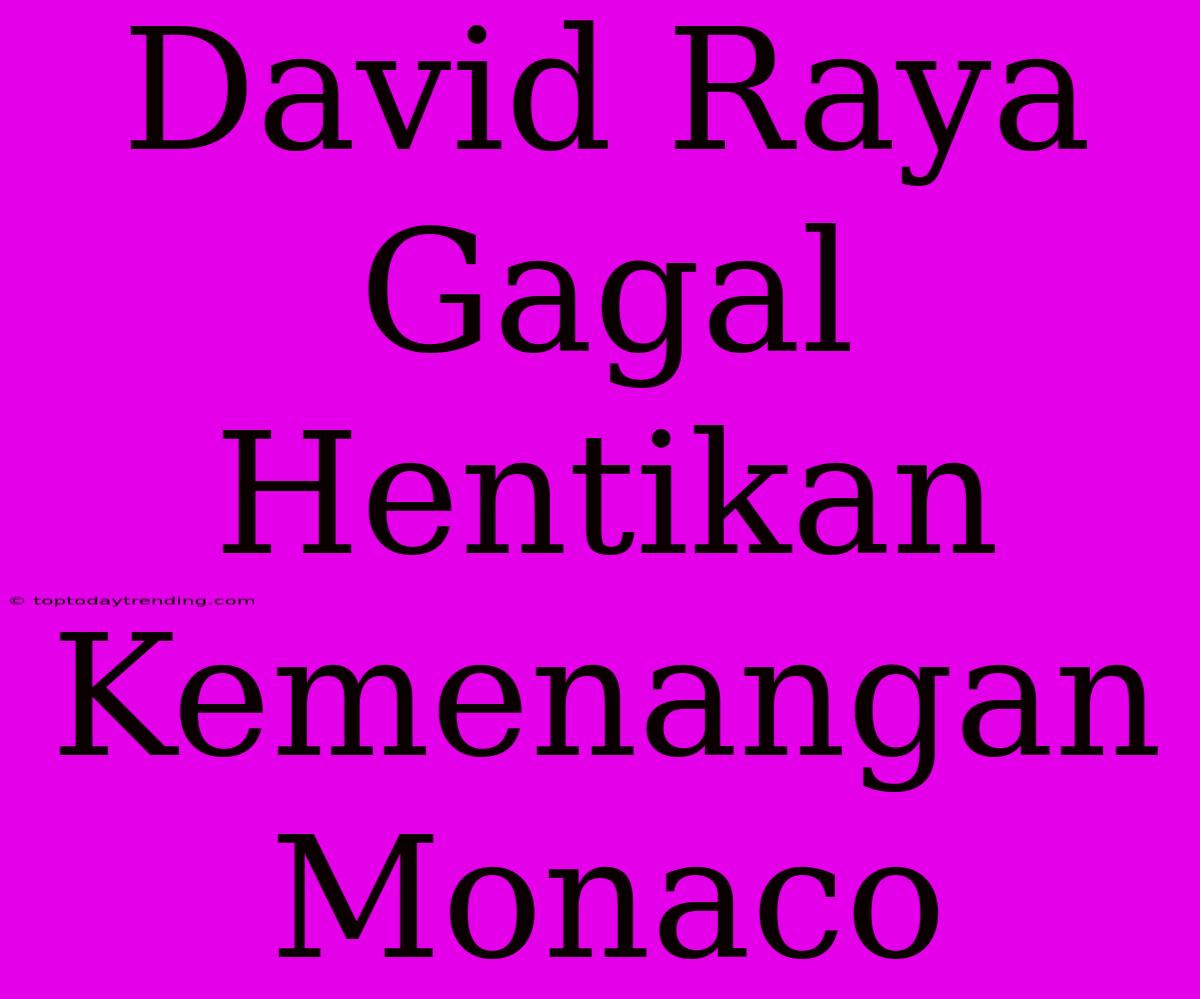 David Raya Gagal Hentikan Kemenangan Monaco