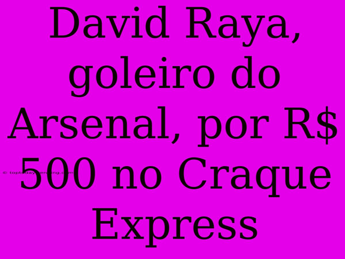 David Raya, Goleiro Do Arsenal, Por R$ 500 No Craque Express