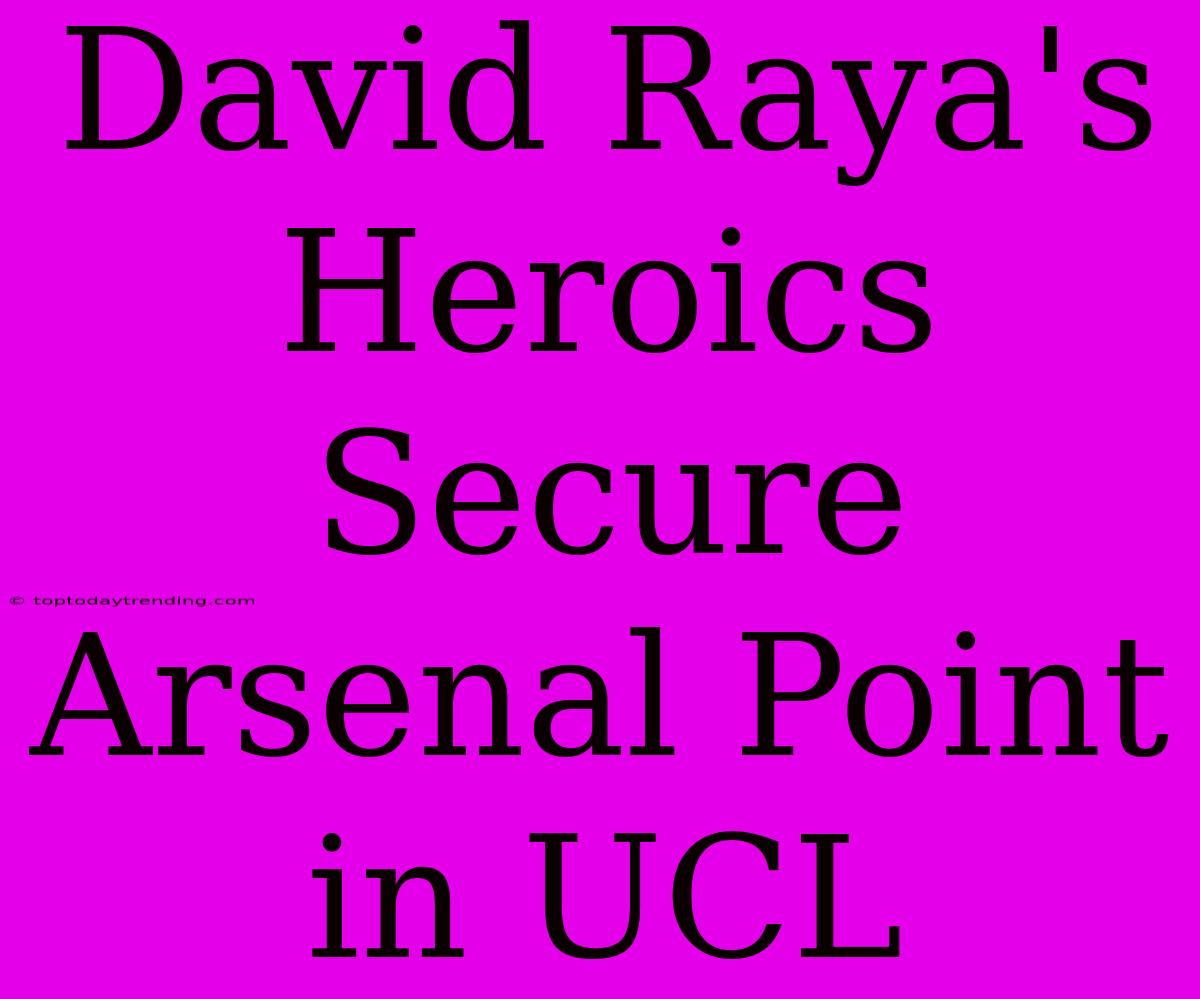 David Raya's Heroics Secure Arsenal Point In UCL