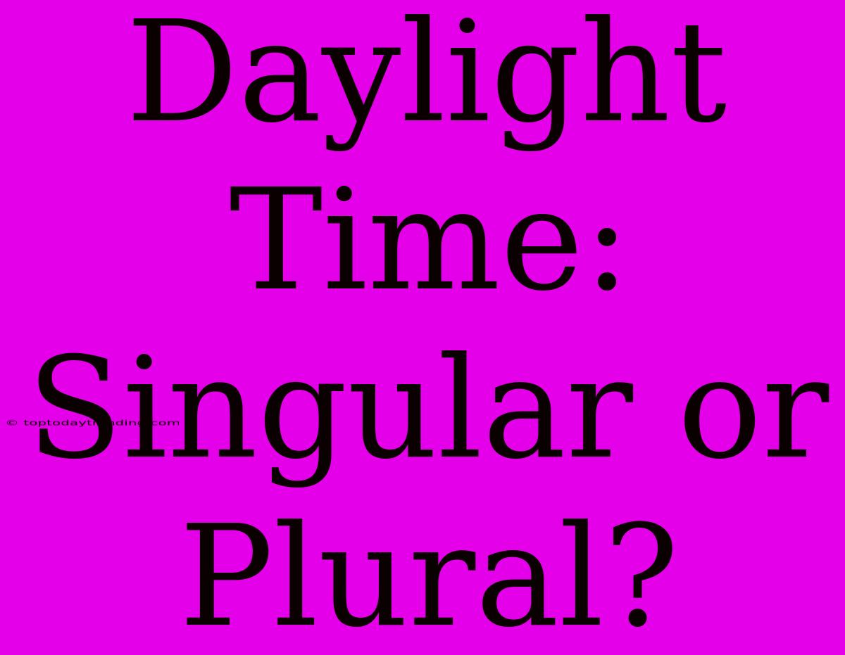 Daylight Time: Singular Or Plural?