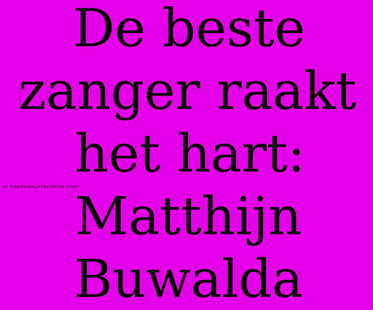 De Beste Zanger Raakt Het Hart: Matthijn Buwalda