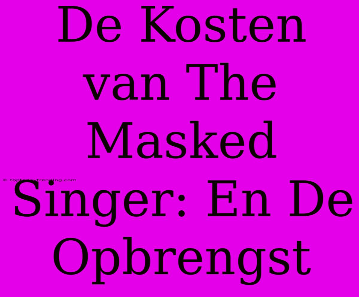 De Kosten Van The Masked Singer: En De Opbrengst