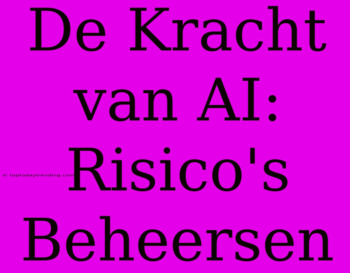 De Kracht Van AI: Risico's Beheersen