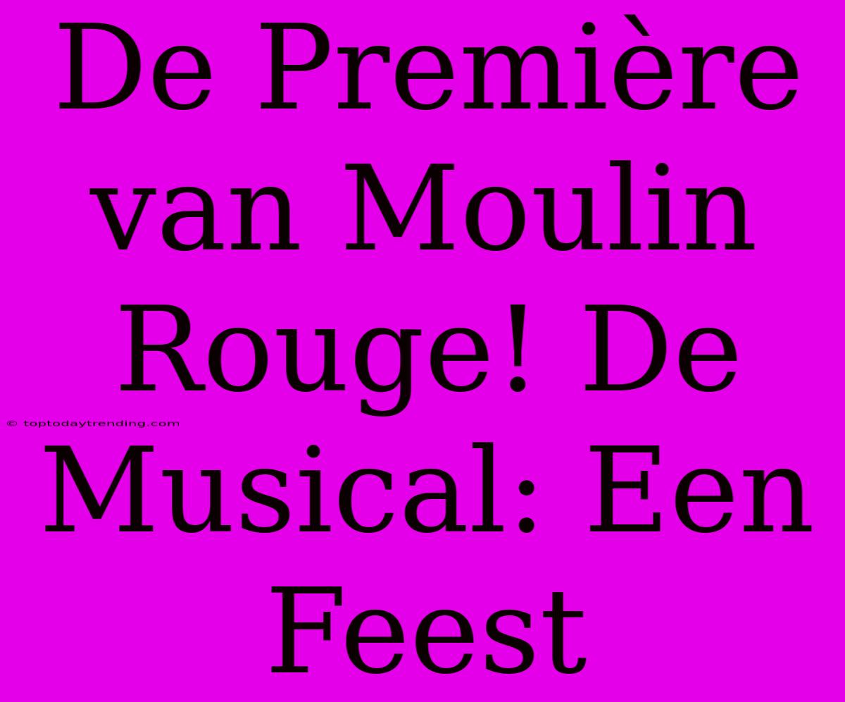 De Première Van Moulin Rouge! De Musical: Een Feest