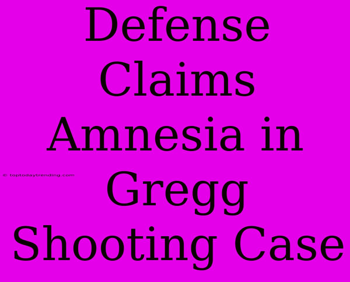 Defense Claims Amnesia In Gregg Shooting Case