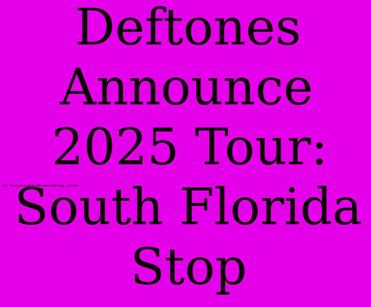 Deftones Announce 2025 Tour: South Florida Stop