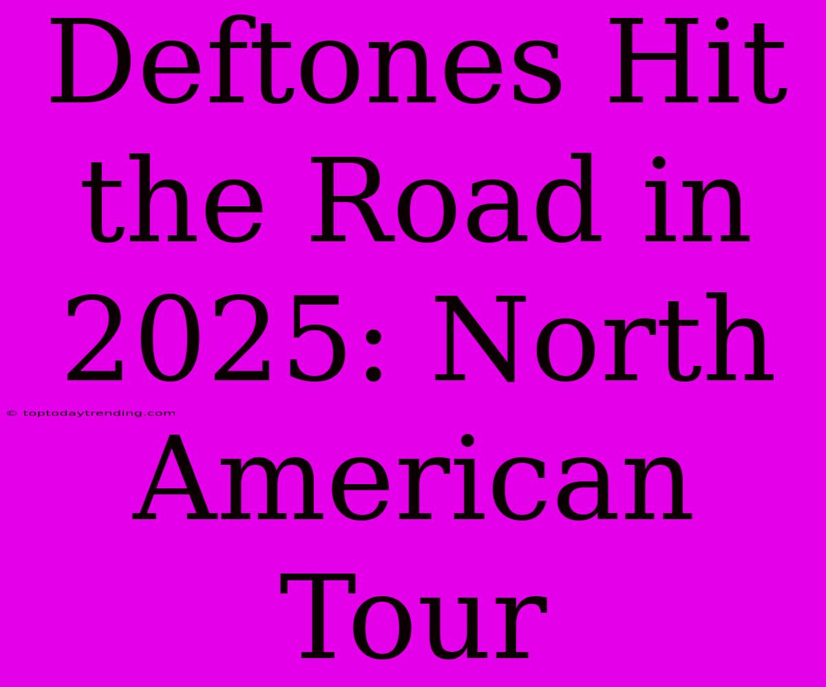 Deftones Hit The Road In 2025: North American Tour