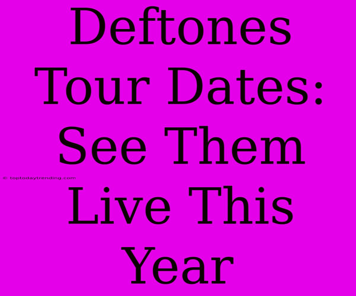 Deftones Tour Dates: See Them Live This Year