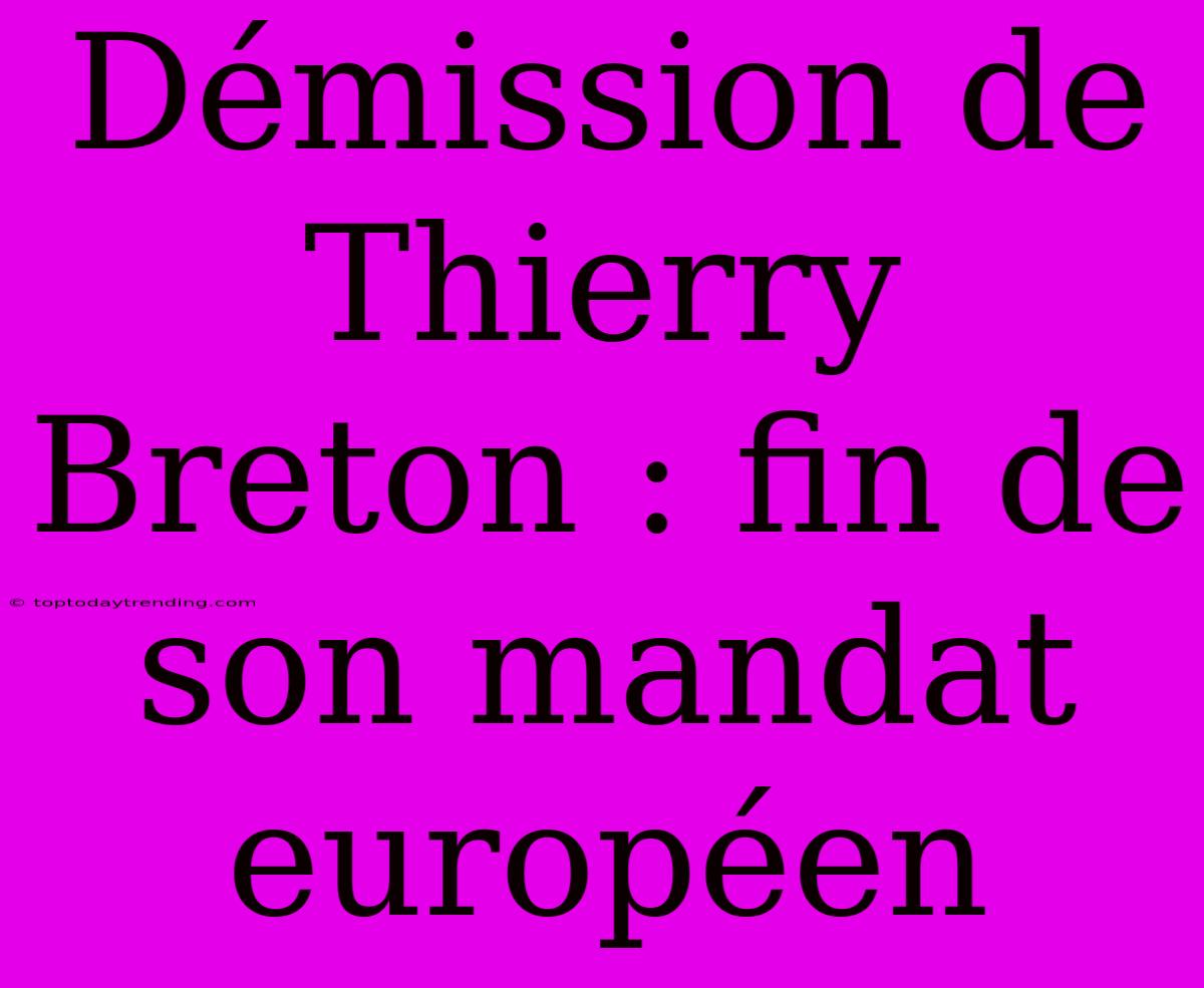 Démission De Thierry Breton : Fin De Son Mandat Européen