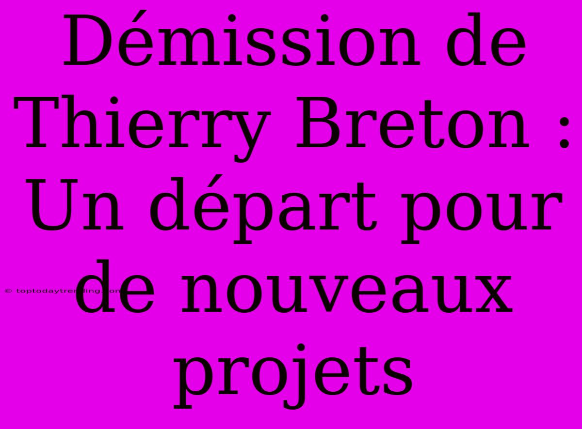 Démission De Thierry Breton : Un Départ Pour De Nouveaux Projets