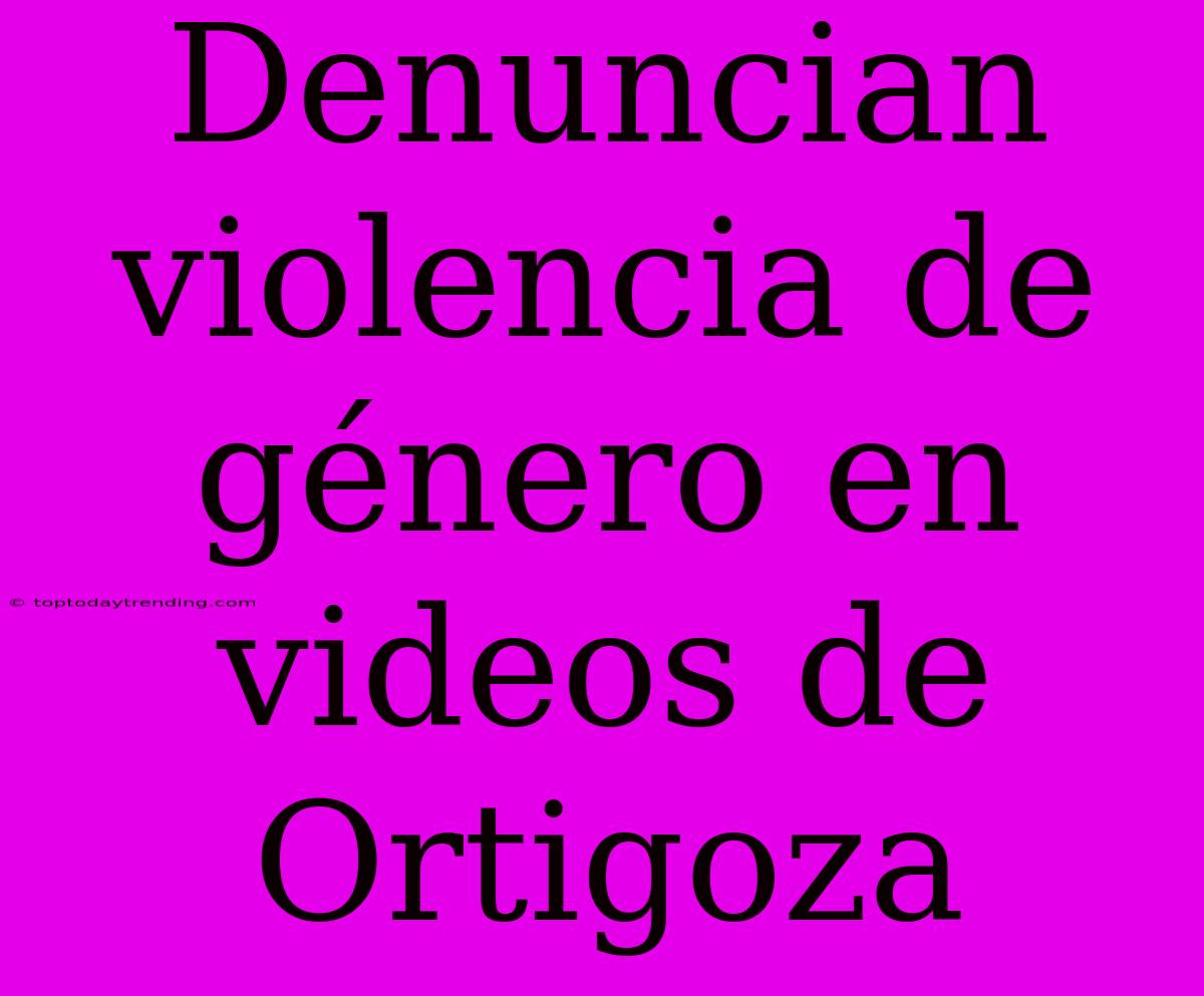 Denuncian Violencia De Género En Videos De Ortigoza