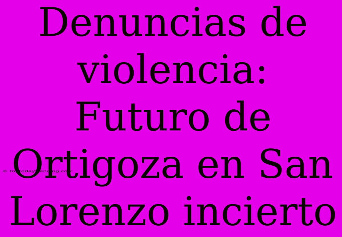 Denuncias De Violencia: Futuro De Ortigoza En San Lorenzo Incierto