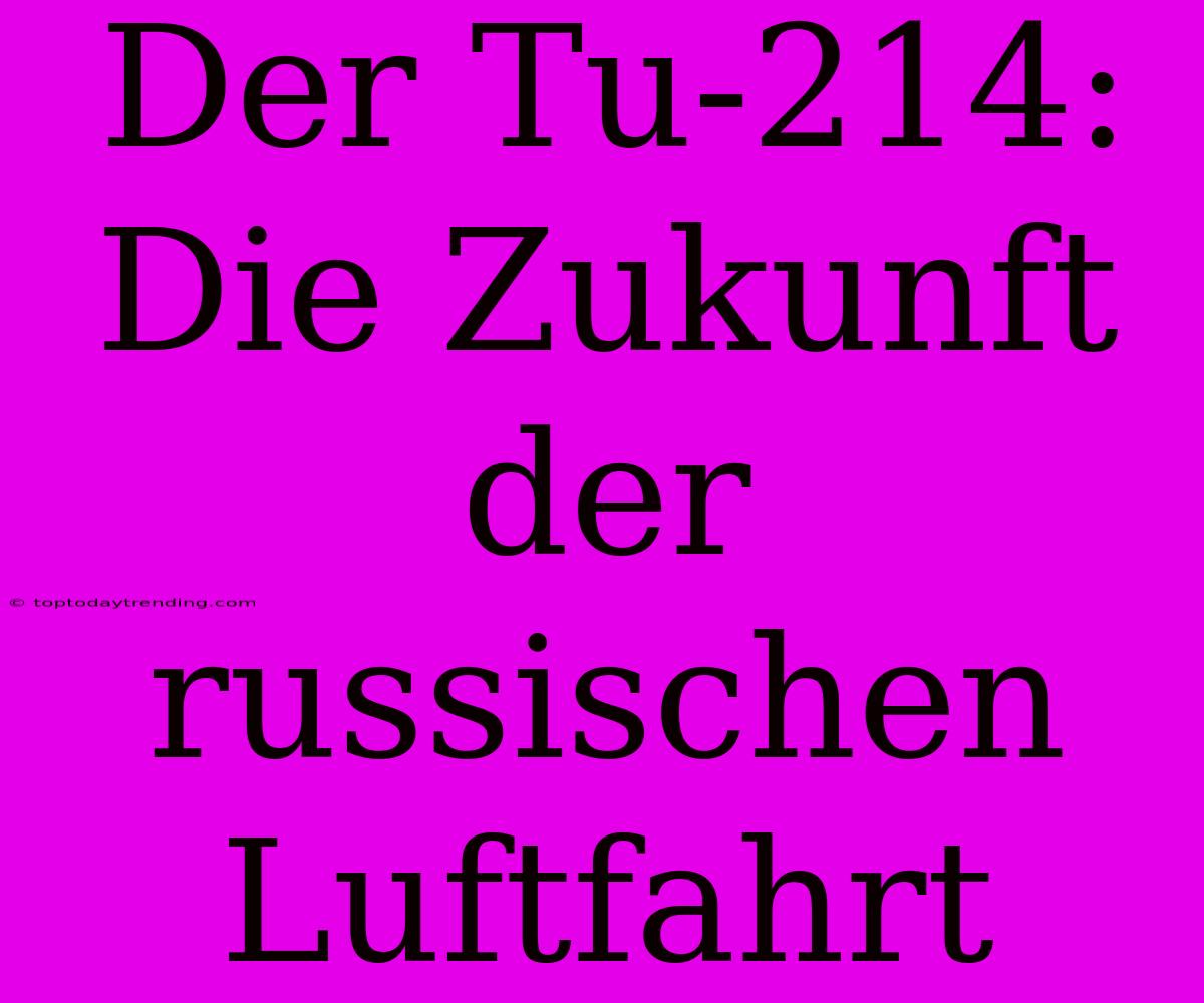 Der Tu-214: Die Zukunft Der Russischen Luftfahrt