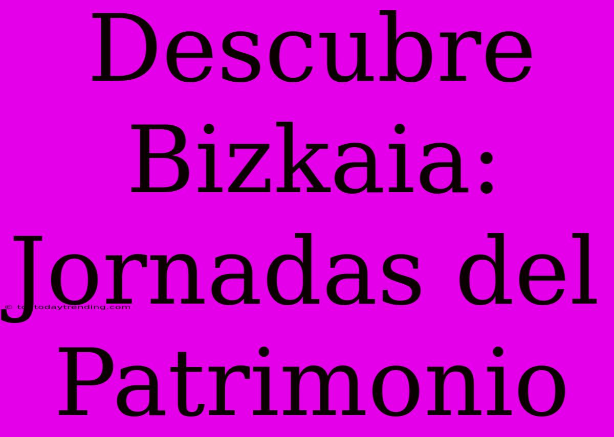 Descubre Bizkaia: Jornadas Del Patrimonio