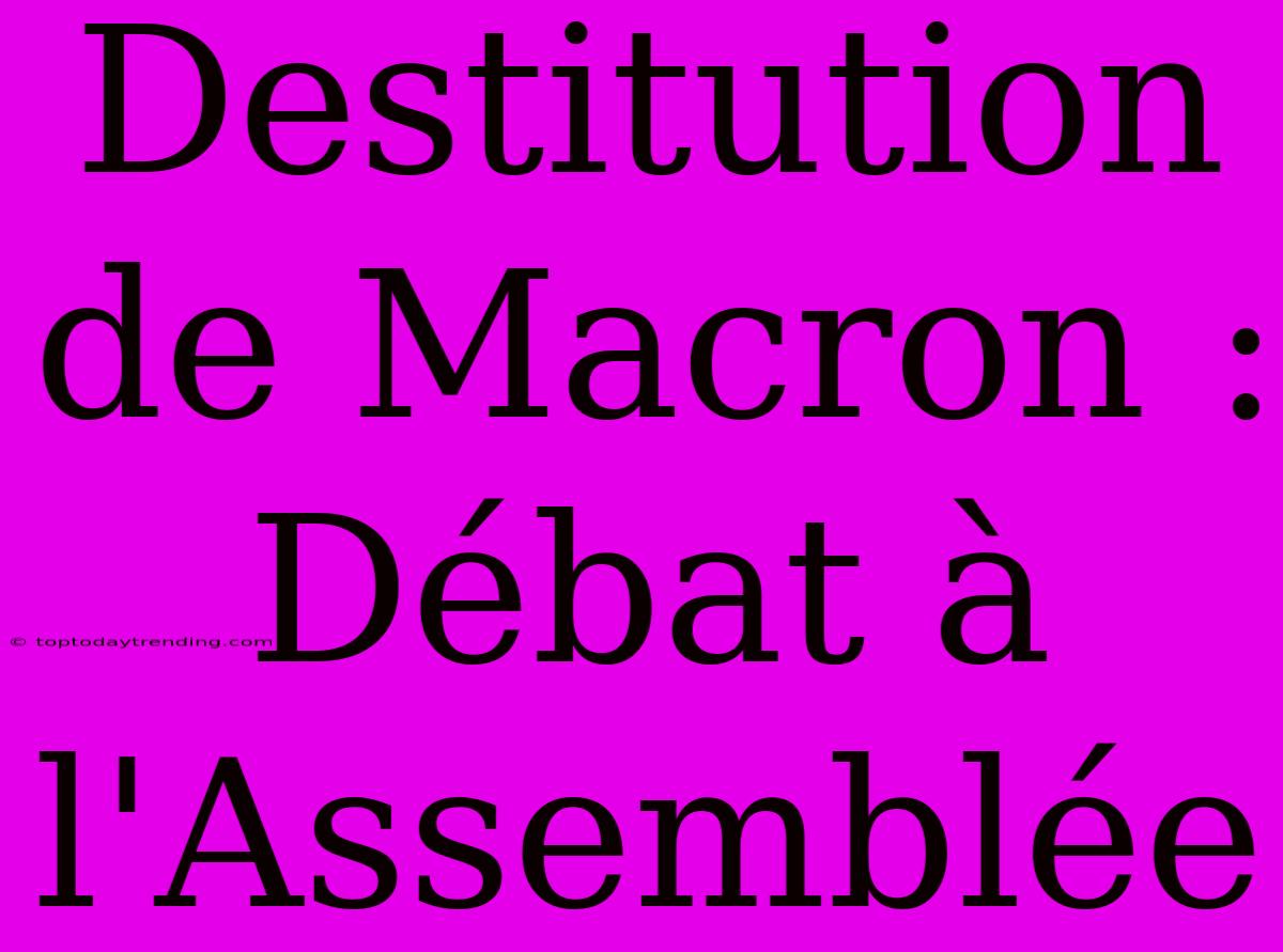 Destitution De Macron : Débat À L'Assemblée