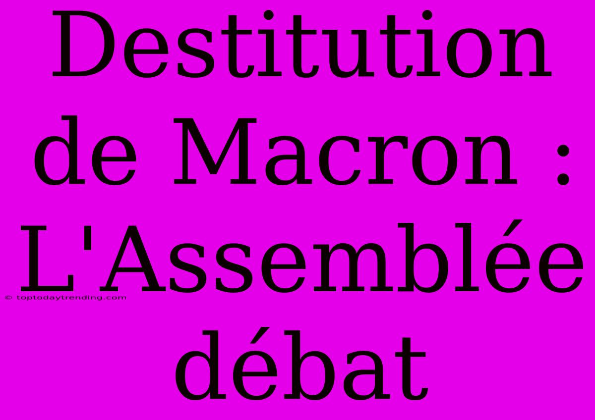 Destitution De Macron : L'Assemblée Débat