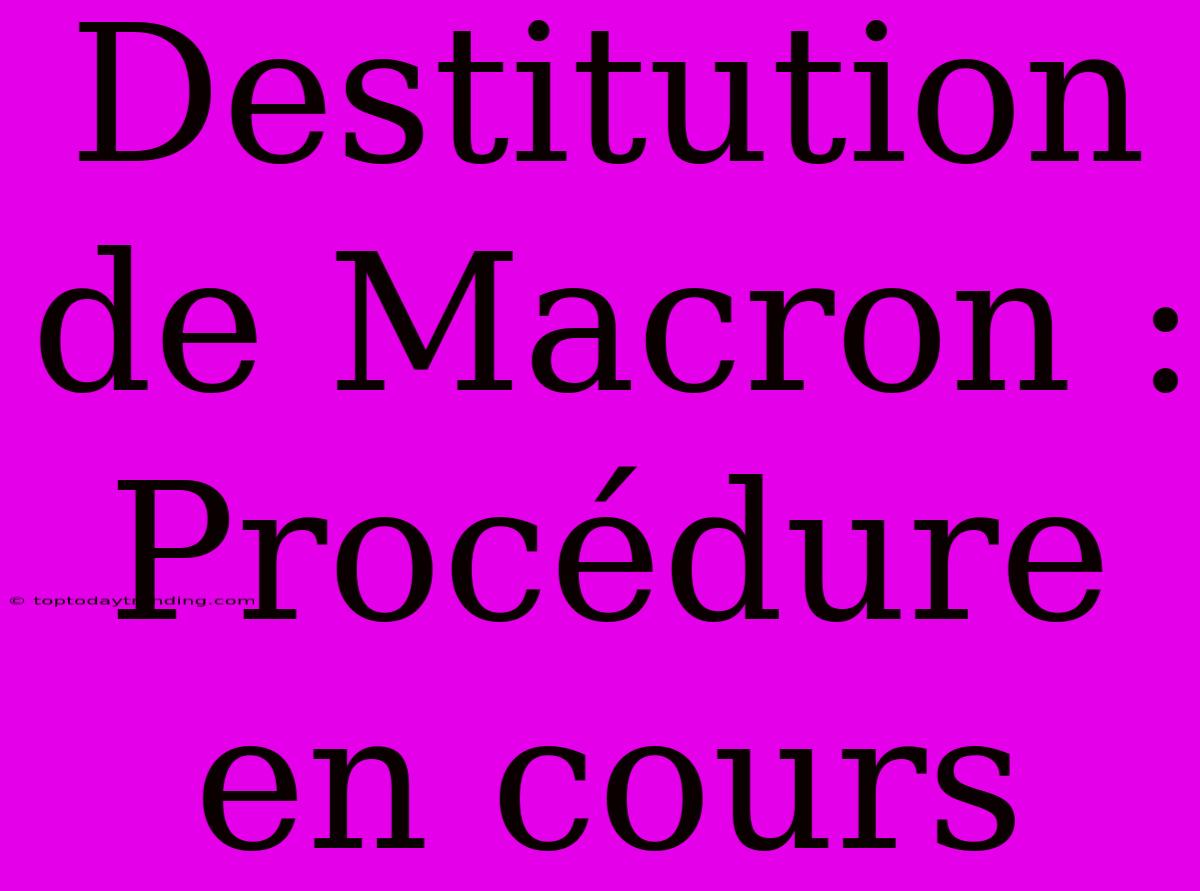 Destitution De Macron : Procédure En Cours