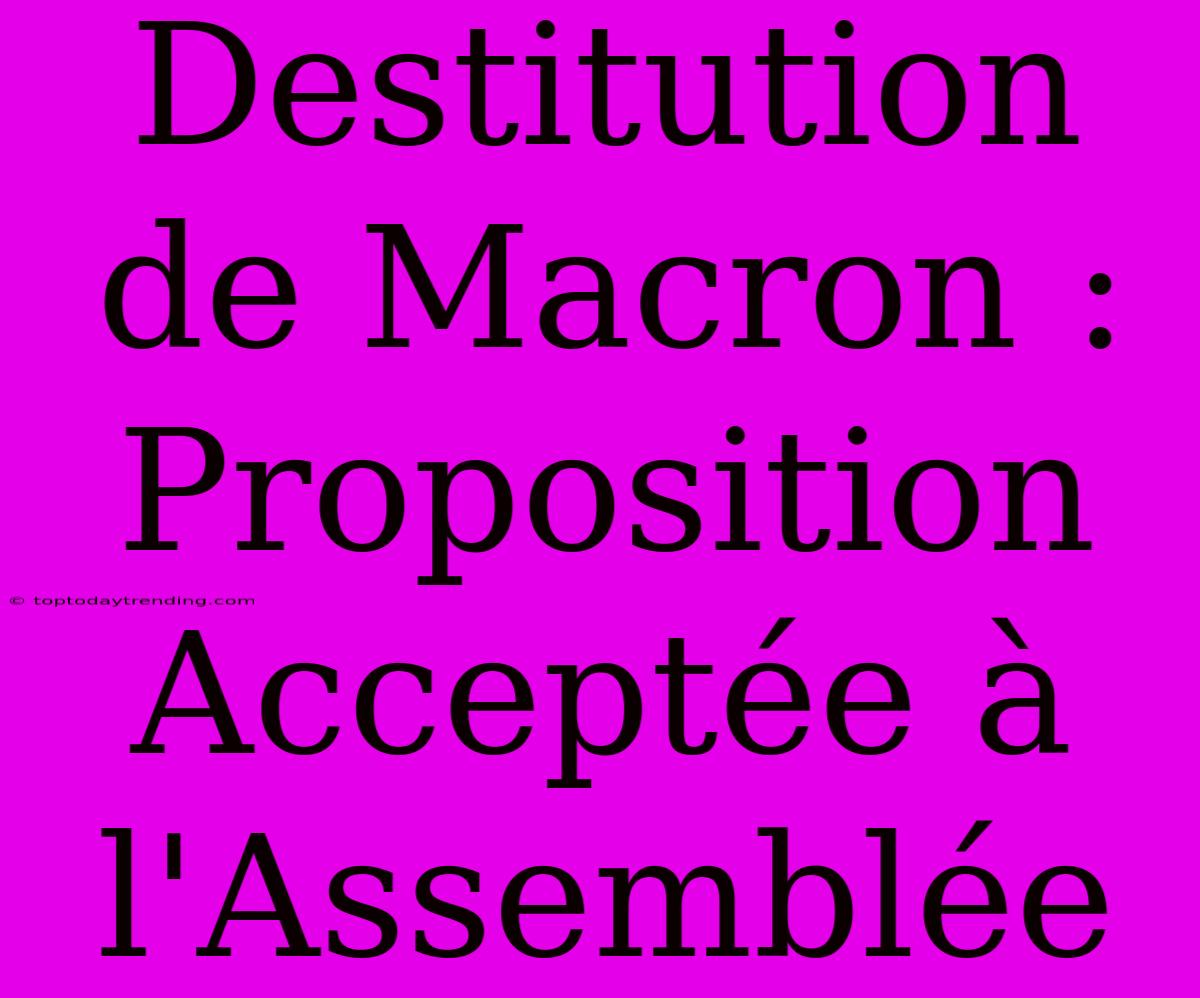 Destitution De Macron : Proposition Acceptée À L'Assemblée