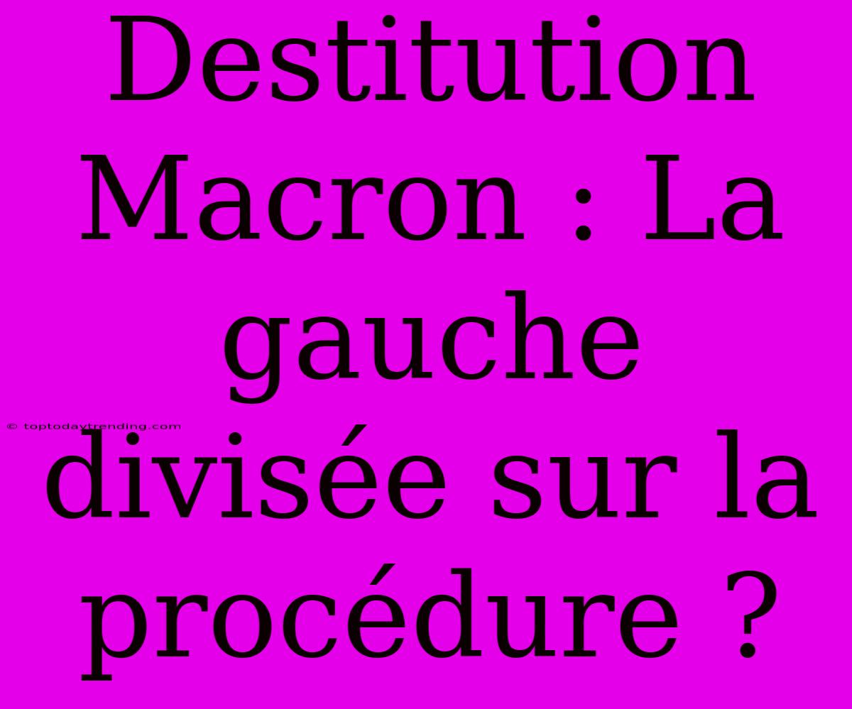 Destitution Macron : La Gauche Divisée Sur La Procédure ?