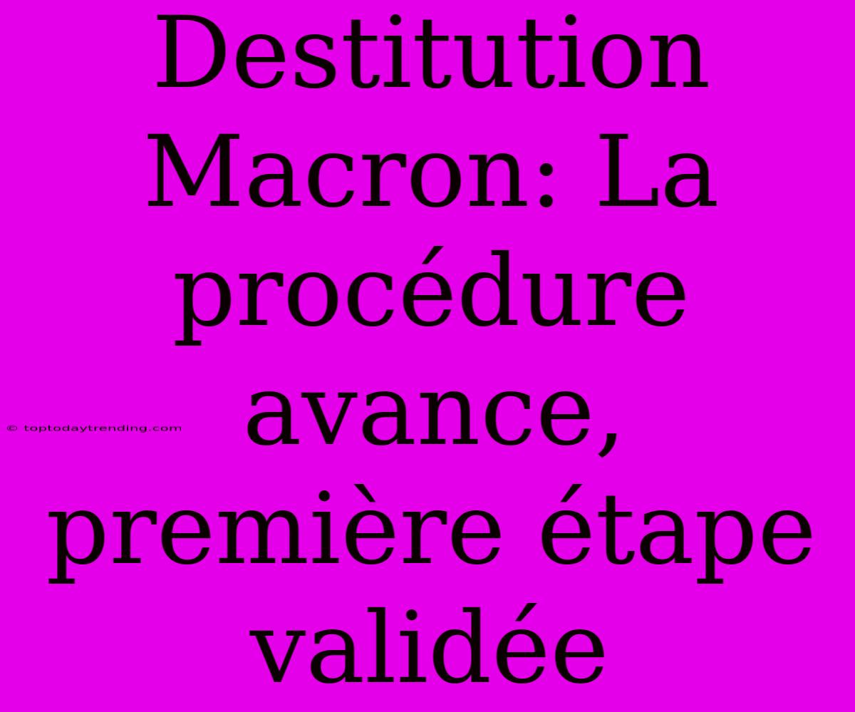 Destitution Macron: La Procédure Avance, Première Étape Validée