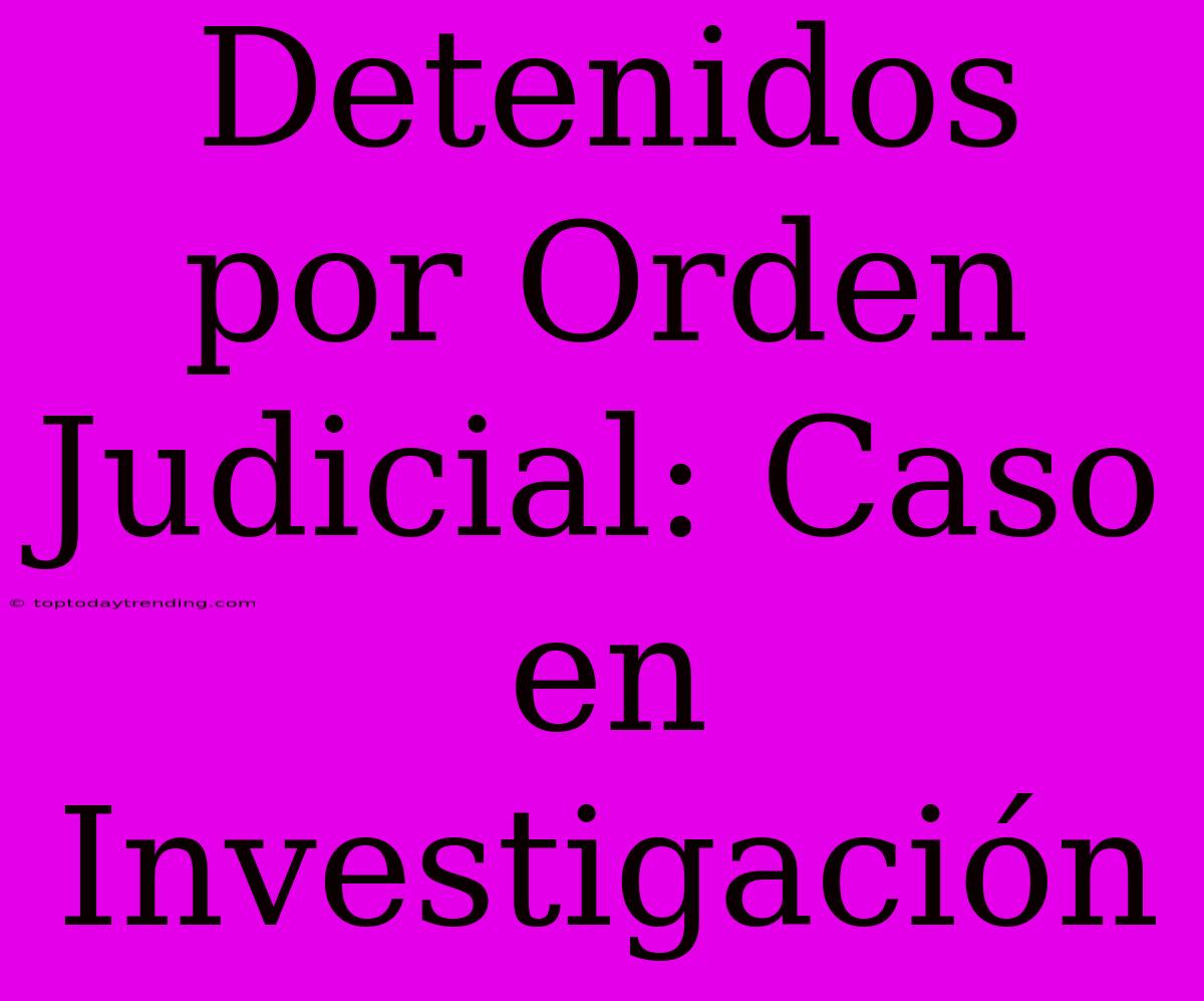 Detenidos Por Orden Judicial: Caso En Investigación