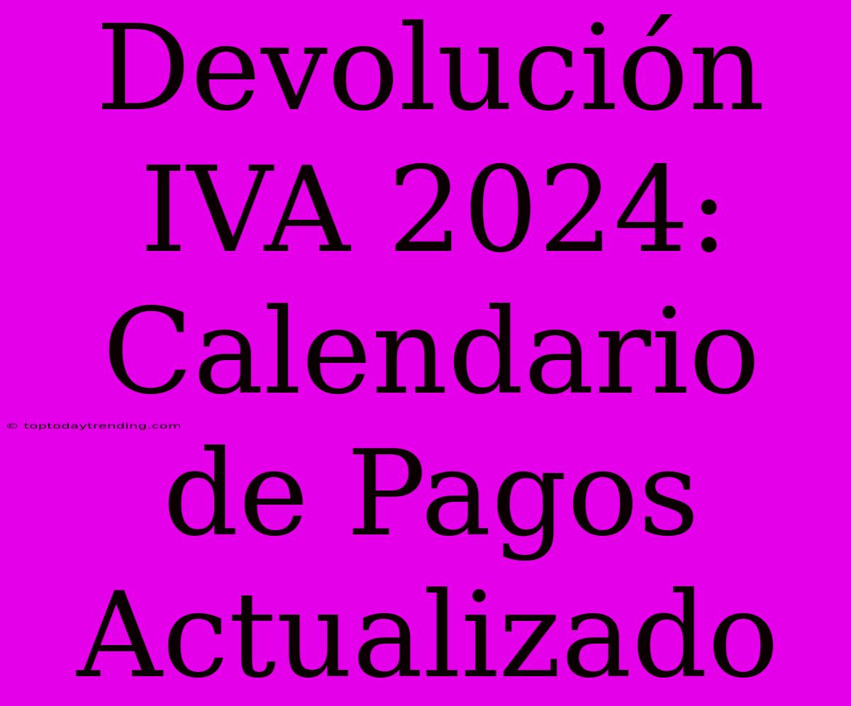 Devolución IVA 2024: Calendario De Pagos Actualizado