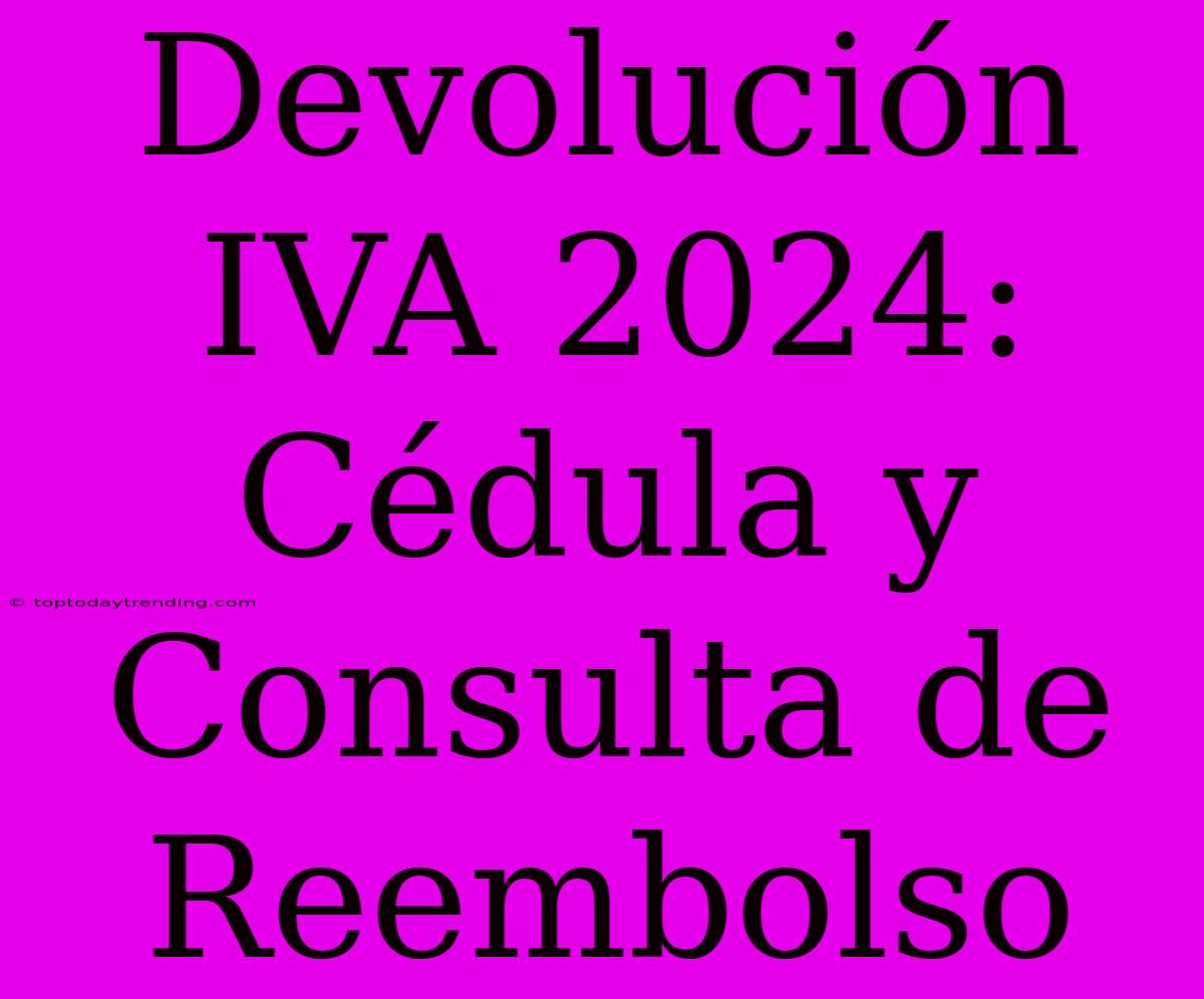 Devolución IVA 2024: Cédula Y Consulta De Reembolso