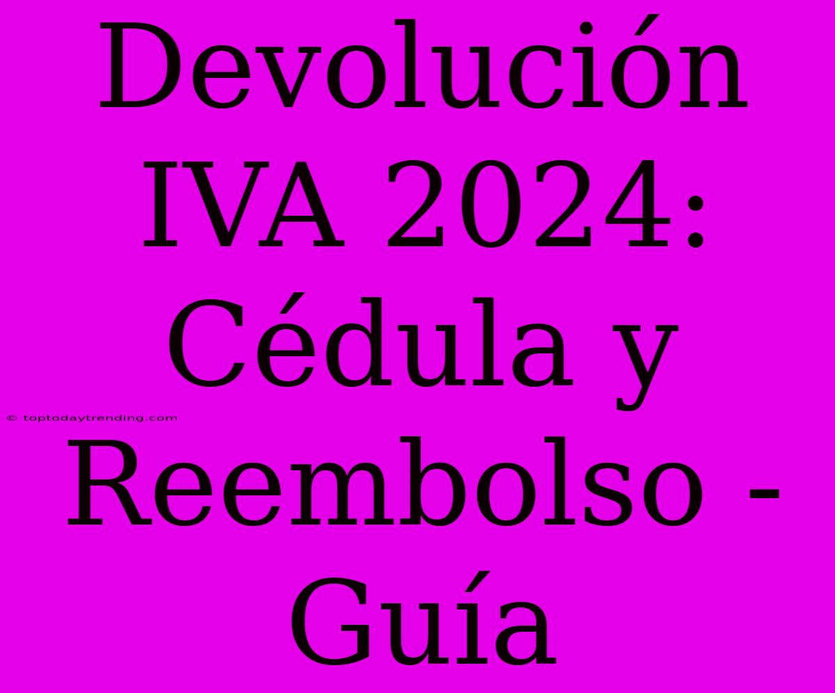 Devolución IVA 2024: Cédula Y Reembolso - Guía