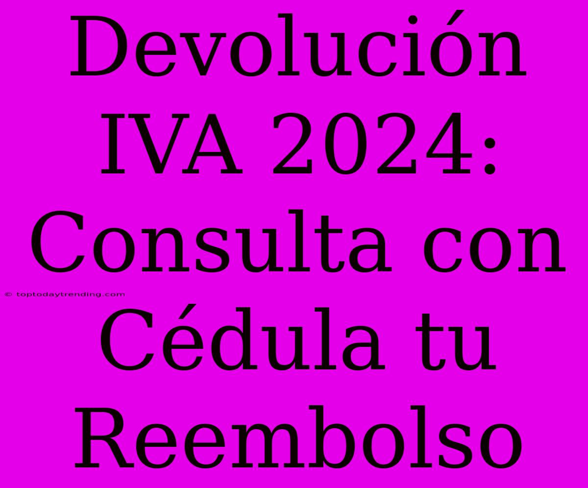 Devolución IVA 2024: Consulta Con Cédula Tu Reembolso