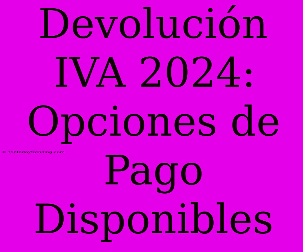 Devolución IVA 2024: Opciones De Pago Disponibles