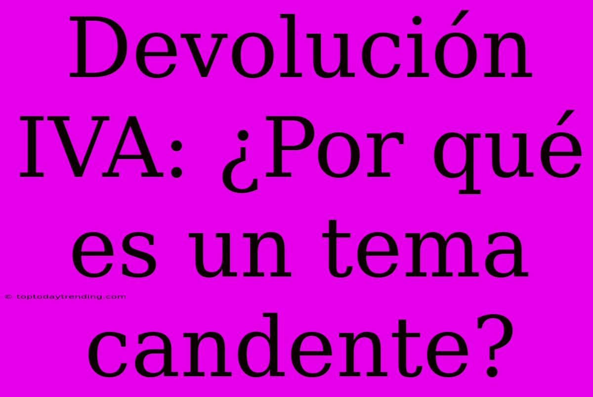 Devolución IVA: ¿Por Qué Es Un Tema Candente?