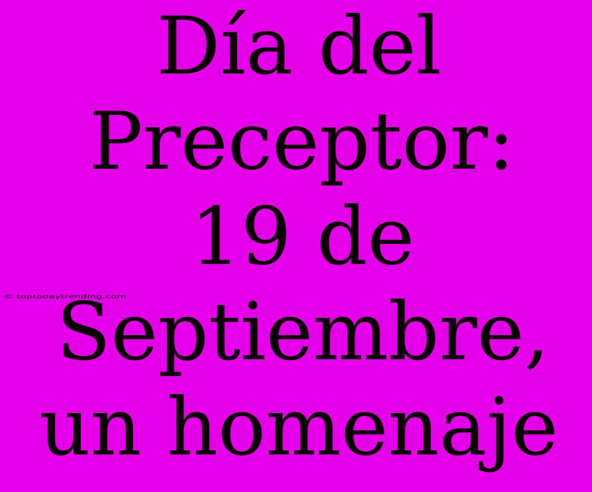 Día Del Preceptor:  19 De Septiembre, Un Homenaje