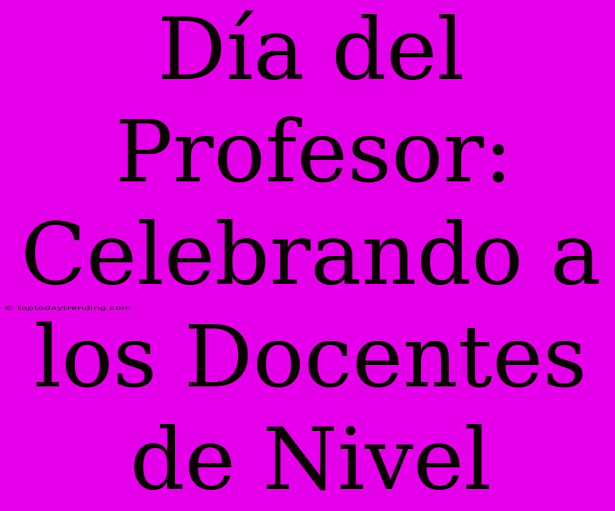 Día Del Profesor: Celebrando A Los Docentes De Nivel