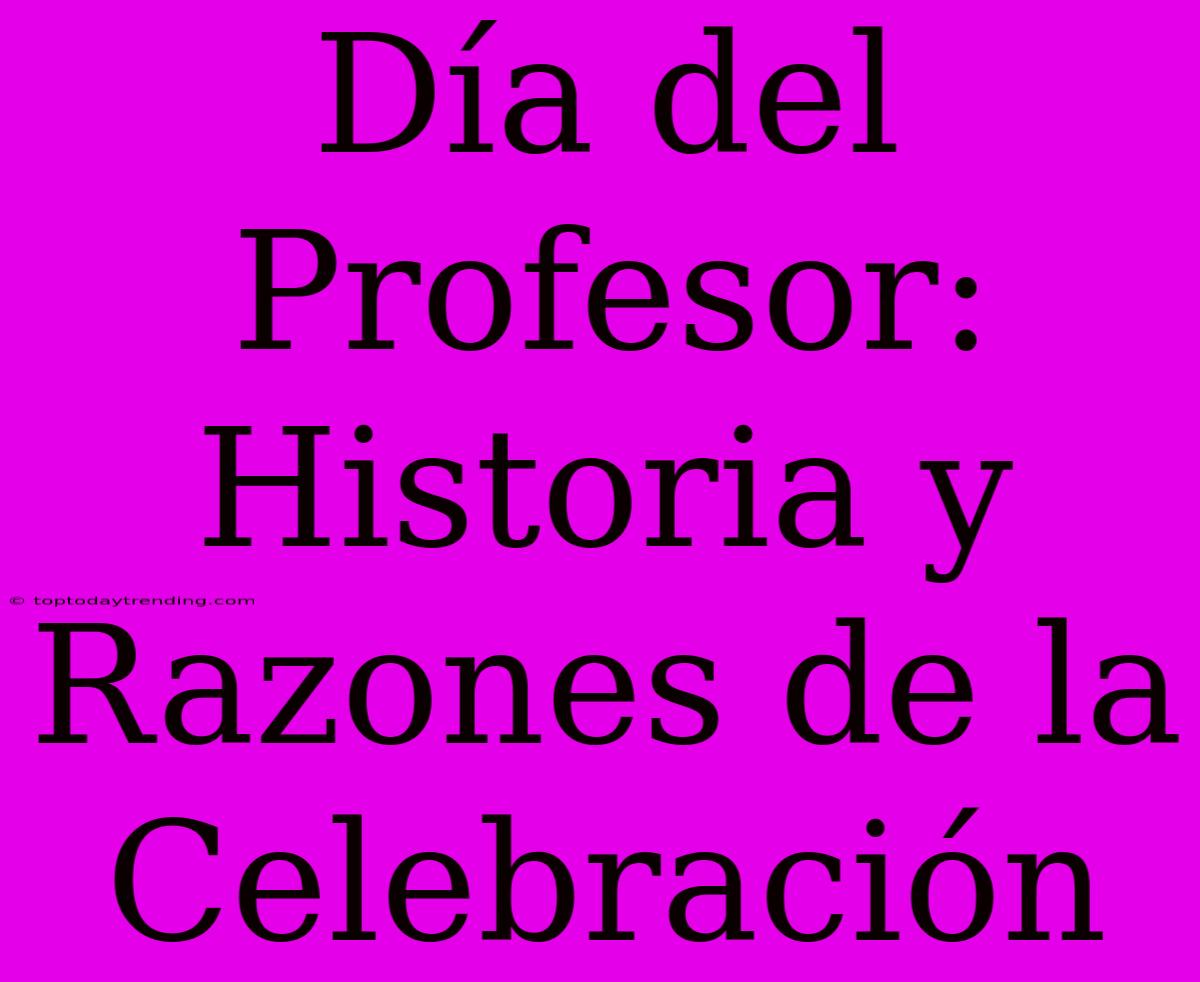 Día Del Profesor: Historia Y Razones De La Celebración