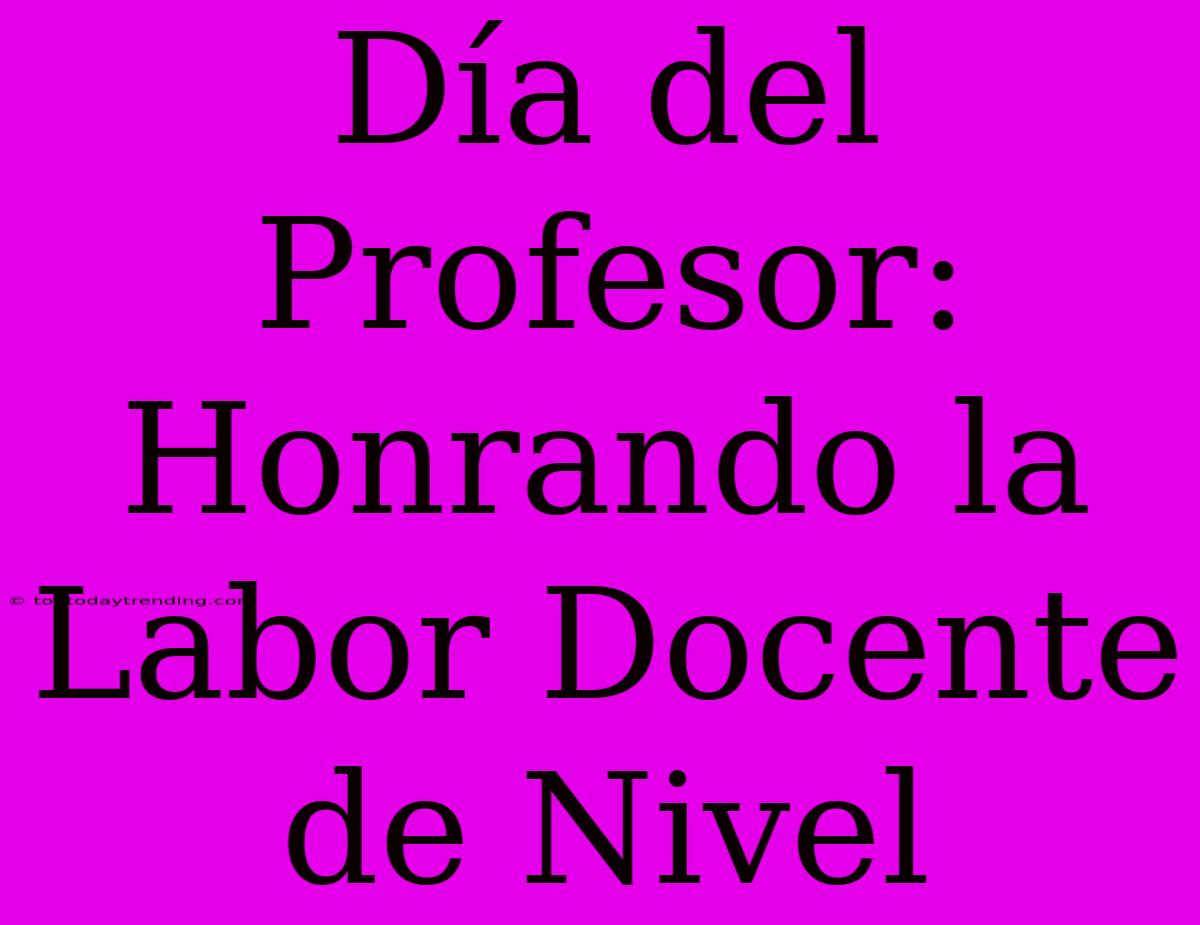 Día Del Profesor: Honrando La Labor Docente De Nivel