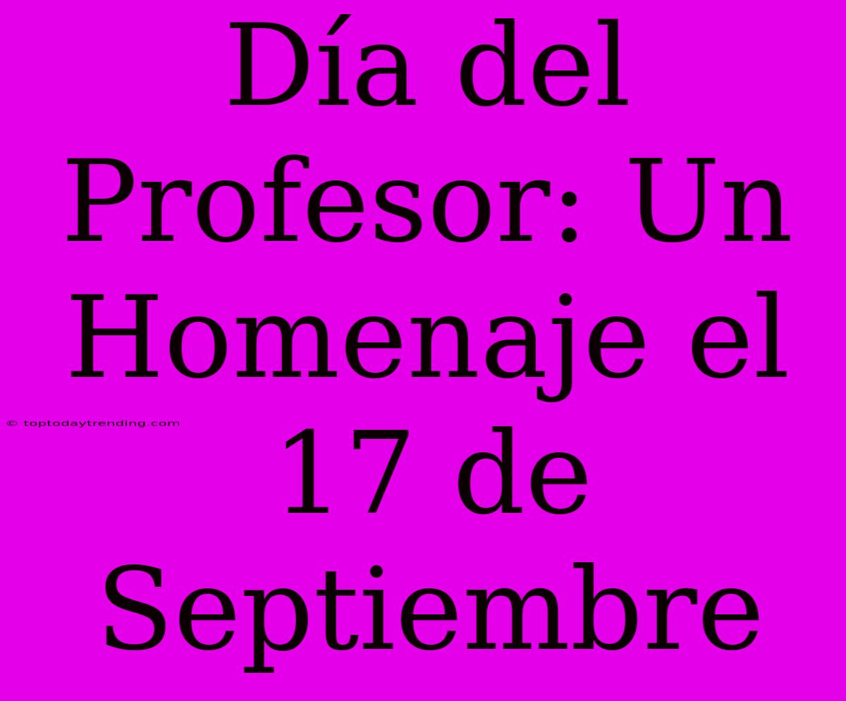 Día Del Profesor: Un Homenaje El 17 De Septiembre