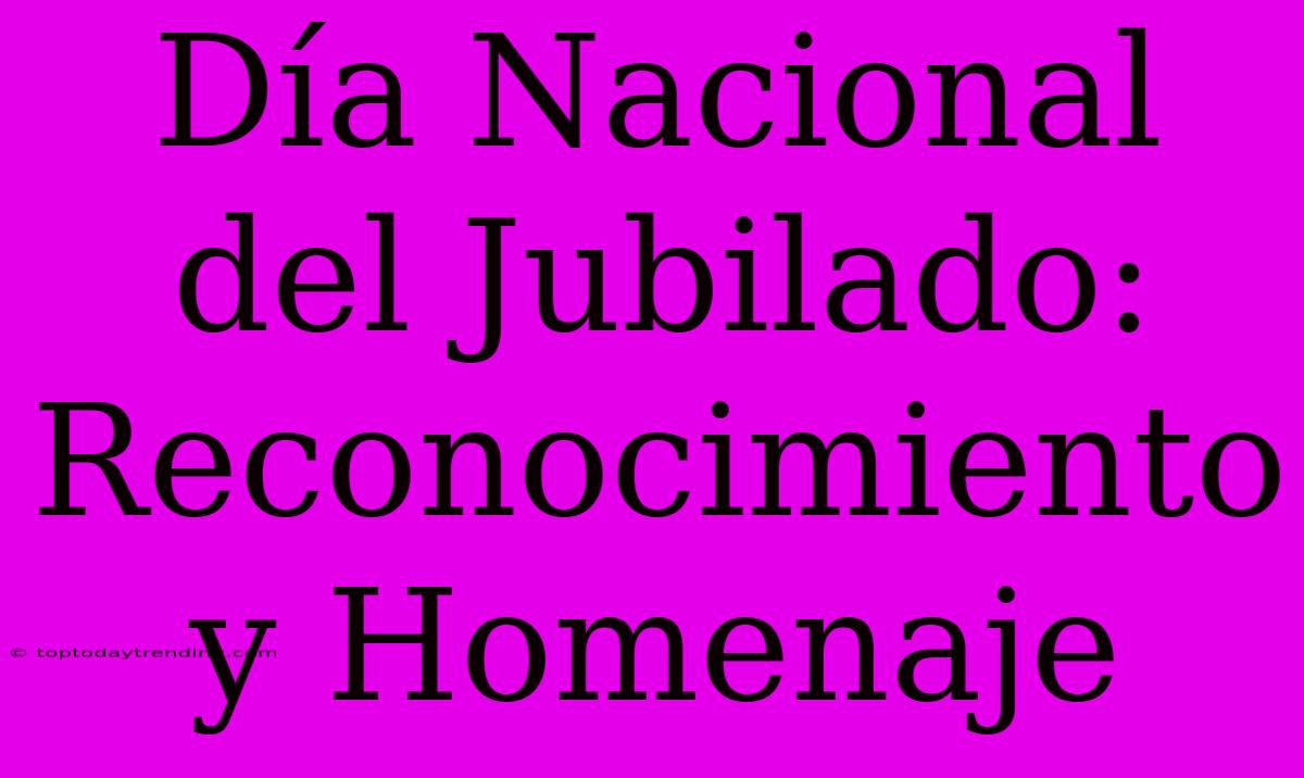 Día Nacional Del Jubilado: Reconocimiento Y Homenaje